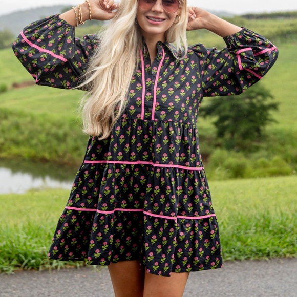 jodifl black dress Jodifl Floral Jacquard Mini Dress in Black S